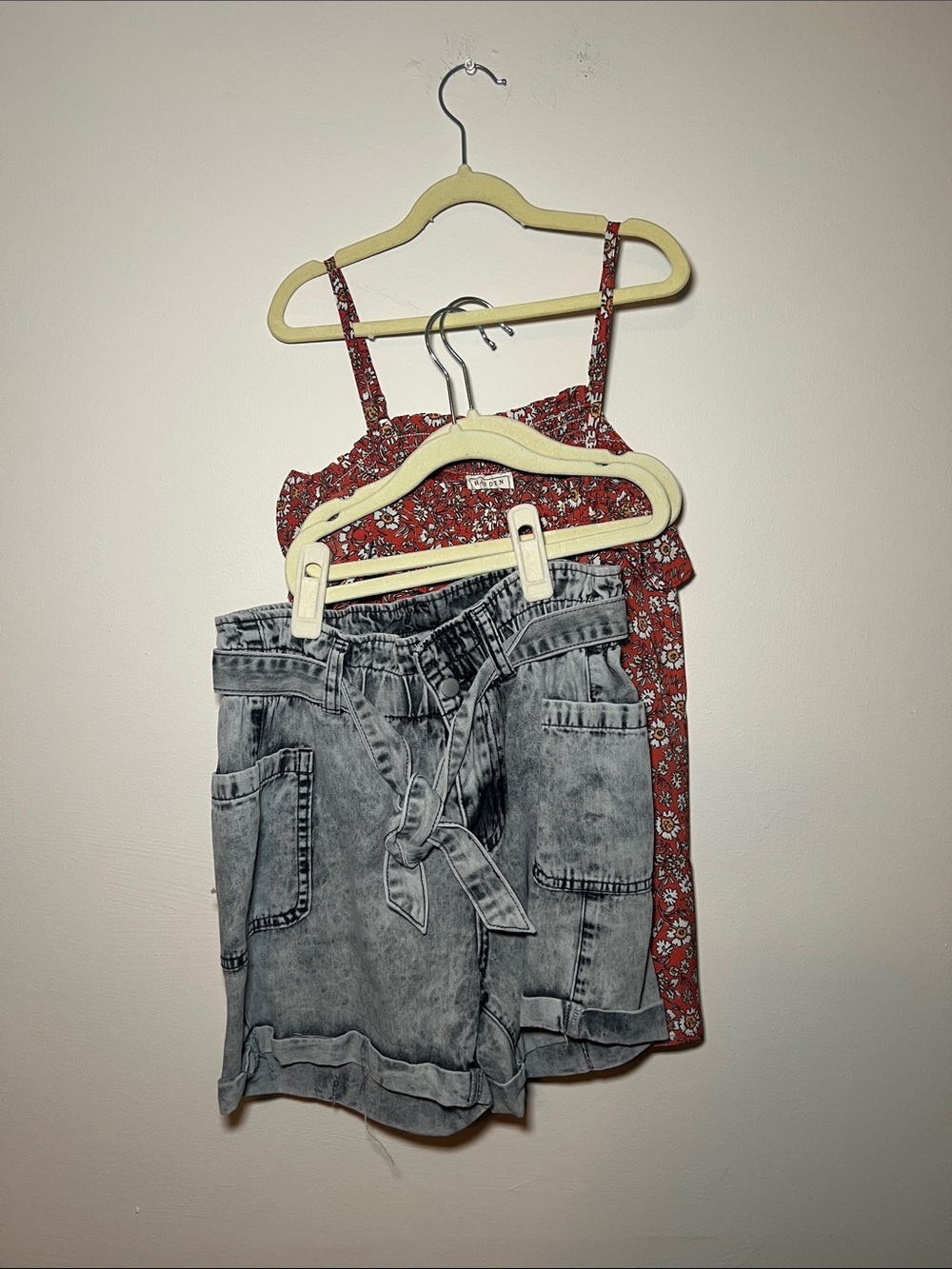 Hayden Girls Gray Denim Shorts & Cute Floral Top